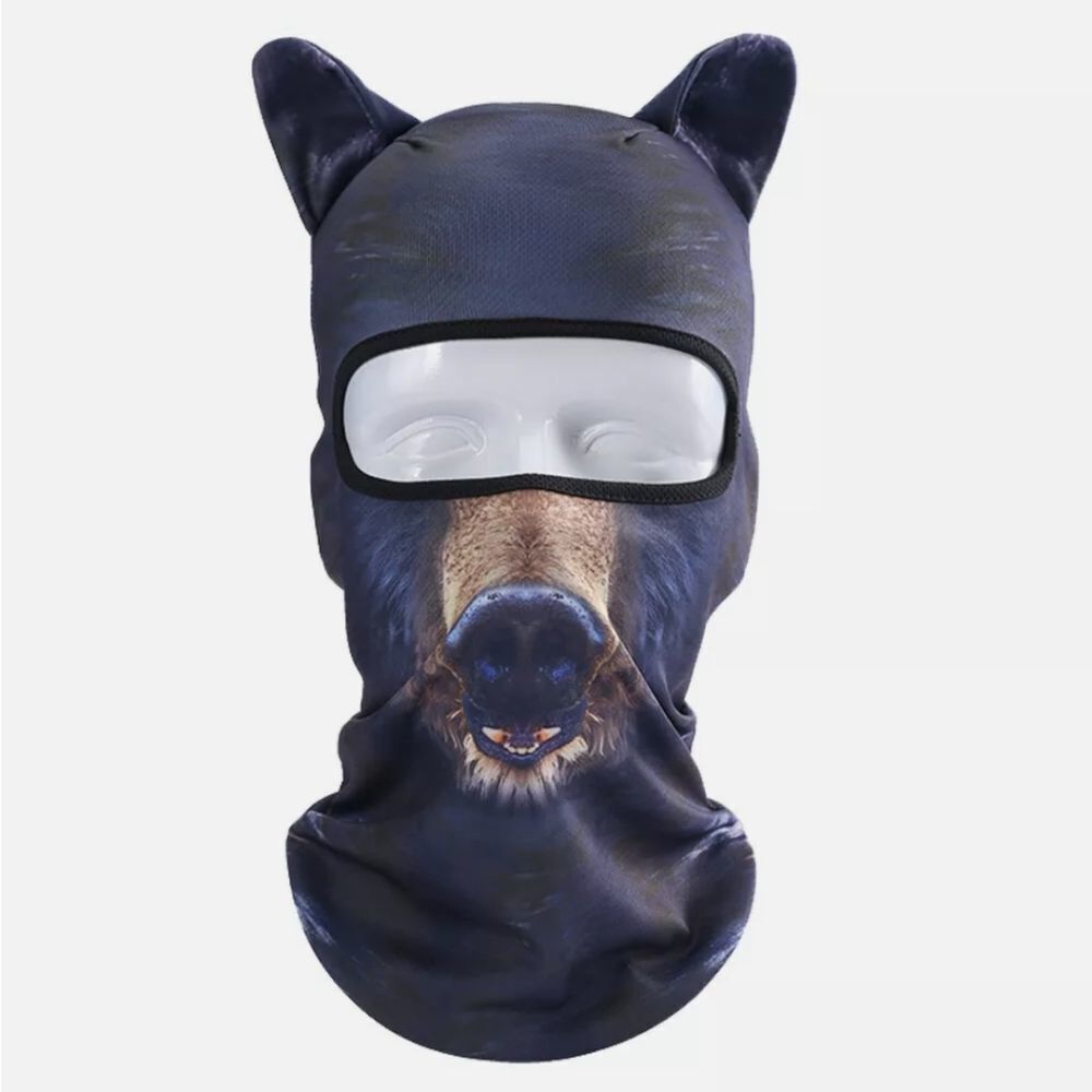 Breathable 3D Animal Printing Balaclava Cycling Hat Dog Cat Ears Full Face Mask